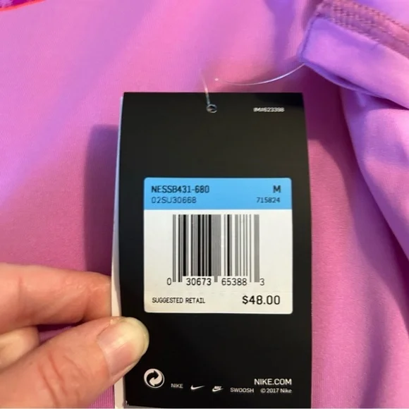 Nike Women's Size M Dri-Fit UPF 40+ Pink Swoosh Swim Short Sleeve Shirt Gorpcore - Picture 5 of 10